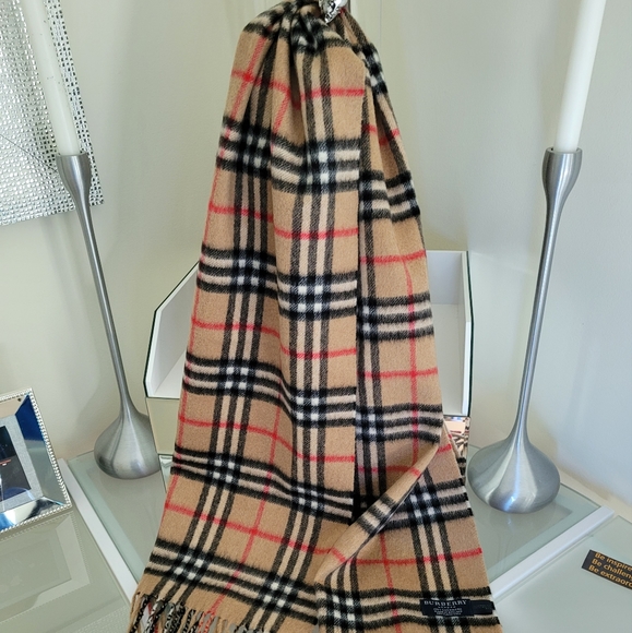 AUTHENTIC VINTAGE CLASSIC BURBERRY 100% PURE CASHMERE MEN'S SCARF MADE IN ITALY. - Picture 5 of 6